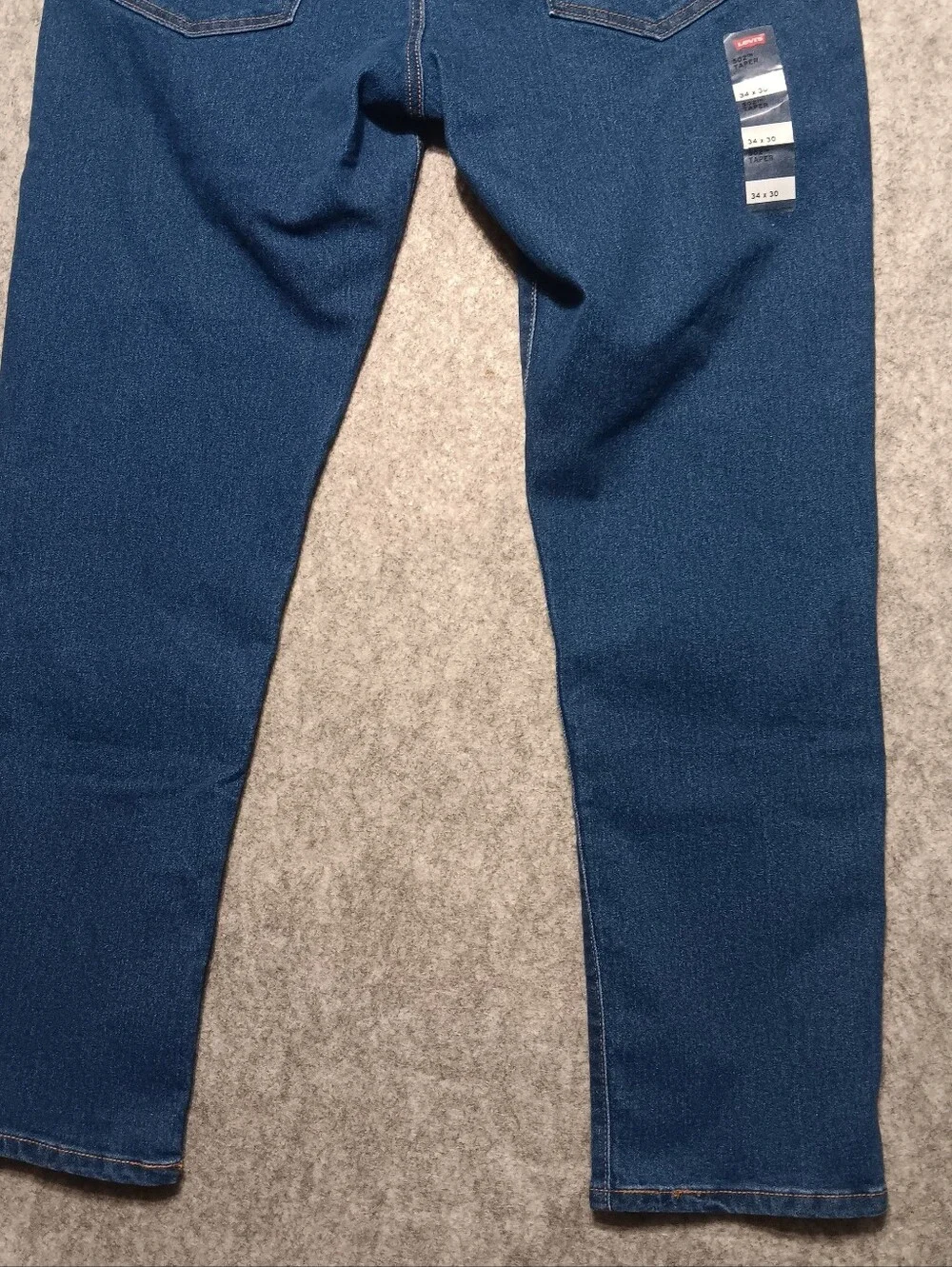 Levis 502 Jeans Mens 34x30 Blue Taper Fit Dark Wash Stretch Denim Preppy NEW